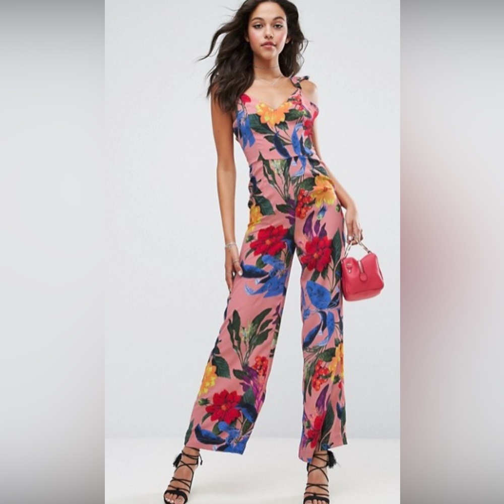 ASOS Ruffle Jumpsuit in Floral Print